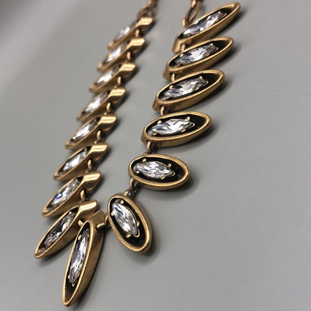 NWT J.Crew crystal elegant statement chain necklace modernist style dressy - Picture 8 of 8